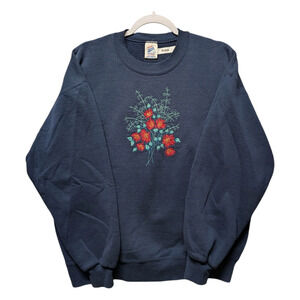 90s Flower Embroidered Granny Crewneck Sweatshirt